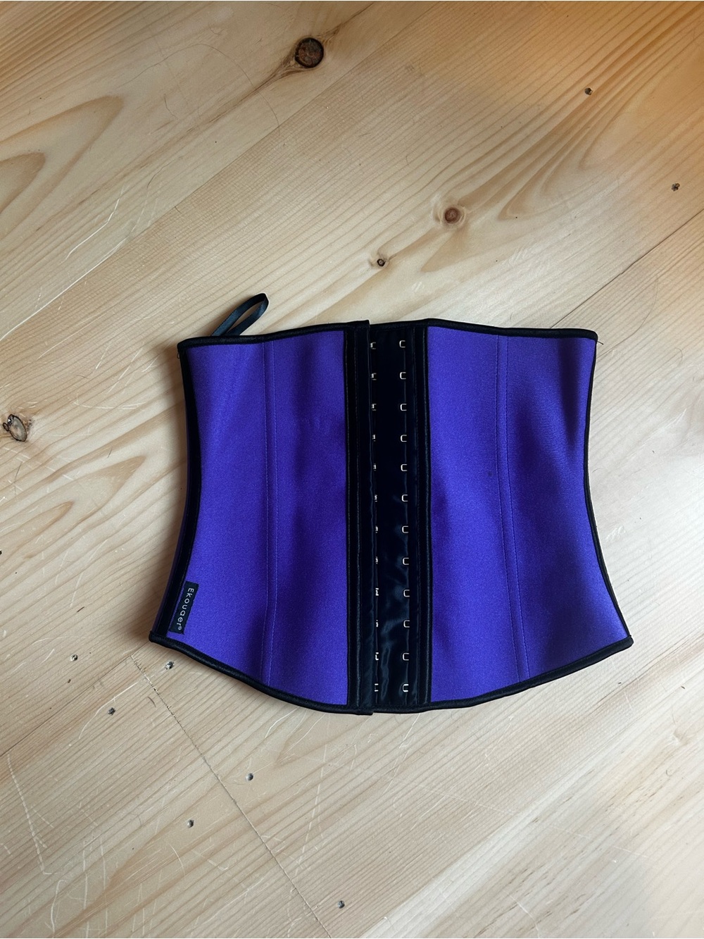 Women’s Ekouaer Purple Waist Trainer Corset with Black Trim Small
